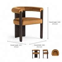 Chaise de salle à manger moderne de luxe en velours beige, fauteuil en bois foncé avec dossier à coussin pour projets hôteliers et villas, fabricant OEM/ODM