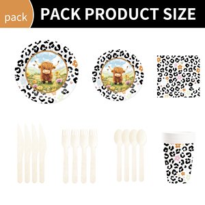 Juego de Decoración para Fiesta de Cumpleaños DAMAI, Venta al por Mayor, Platos de Papel con Diseño de Vaca con Manchas Negras, Mantel, Juego de Vajilla Desechable para Fiesta - Product Image 6