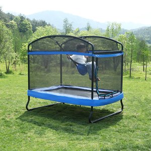 <span class=keywords><strong>Trampoline</strong></span> d'intérieur en acier et EVA de 4 * 6FT en forme de <span class=keywords><strong>rectangle</strong></span> Lit de saut extérieur et intérieur <span class=keywords><strong>Trampoline</strong></span> carré 2 en 1 pour enfants avec filet de sécurité - Product Image 1