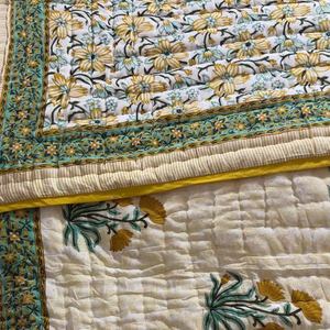 Tendencia mejor calidad hecho a mano Jaipuri diseño bloque estampado edredón algodón mano bloque impreso diseño étnico edredón para uso en invierno - Product Image 1