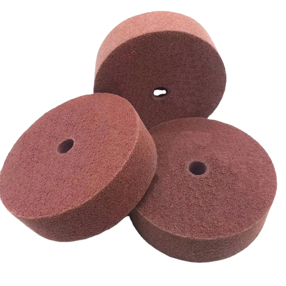 Roue de tampon Abrasive en Nylon, Non tissée, pour le polissage du métal et de l'acier inoxydable, de couleur marron, 200mm x 50mm, 9P 240, 8 "x 2"