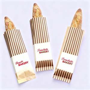Sacs en papier kraft brun personnalisés avec logo imprimé, résistants à la graisse, pour emballage alimentaire, baguettes longues et gâteaux - Product Image 1