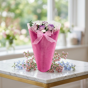 Manicotti <span class=keywords><strong>in</strong></span> <span class=keywords><strong>Organza</strong></span> Non Tessuta Riciclabile con Stampa per Bouquet di Fiori Freschi, Uso <span class=keywords><strong>in</strong></span> Supermercato - Product Image 5