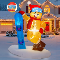 Homme en pain d'épices gonflable de Noël avec lumières LED, décoration géante gonflable pour jardin extérieur, fête de Noël