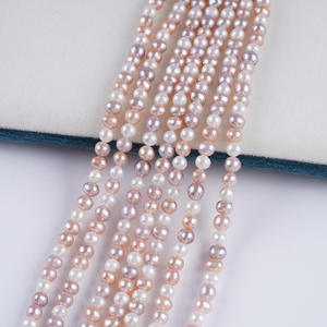 Collier fait main en gros avec perles ovales en forme de poire de 4-5 mm de couleur blanche et rose d'eau douce naturelles, perles brutes pour la création de bijoux - Product Image 5