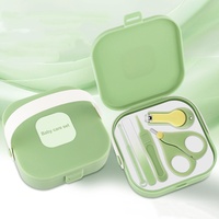 Ensemble de manucure pour bébé 4 pièces, étui adorable en forme d'ours, coupe-ongles, ciseaux de sécurité, tondeuse, outils de soins pour nourrissons, trousse de toilettage