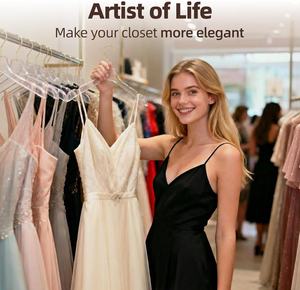 Cintres en acrylique, lot de 30, 15 pouces, cintres transparents de qualité supérieure avec crochets dorés, antidérapants, pour robes de taille standard - Product Image 6