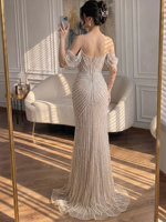 Robe de soirée sirène de luxe Serene Hill à épaules dénudées, ornée de perles et de sequins, élégante pour femme, idéale pour mariage et soirée LA73148E 2026
