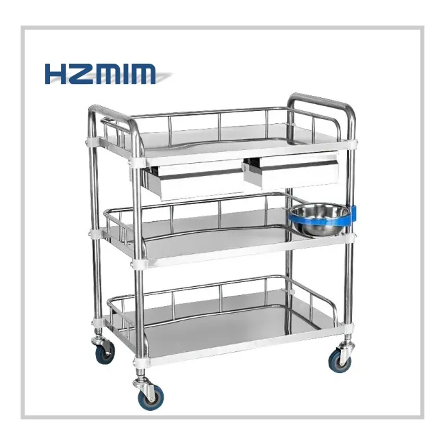 Customization Stainless Steel Medical Trolley with Drawer Hospital Medical Trolley Cart