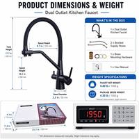 Robinet de cuisine et de salle de bain moderne à double poignée chromé - Rotation à 360°, flexible, à poser sur comptoir, avec noyau en laiton et cartouche en céramique