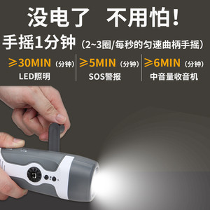 Linterna de Manivela con Radio FM, Luz LED, Equipo de Iluminación de Emergencia para Acampar y Hacer Senderismo al Aire Libre - Product Image 5