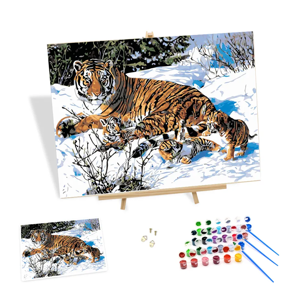 Venta al por mayor pintura al óleo serie Animal Kit nieve por números pintura sobre lienzo Diy pintura Digital para decoración del hogar regalo