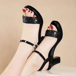 Summer Women's summer new buckle heeled sandals thick heel open toe sandal heels