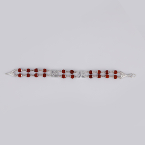 กำไลข้อมือเงินรุทรักษะสี925พร้อมดีไซน์ในสไตล์คลาสสิกสองเส้นสี่เหลี่ยม - Product Image 3