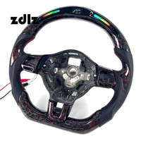Accessoires de voiture Volant en fibre de carbone forgée rouge LED personnalisé pour Volkswagen VW Golf 6 MK6 2010-2017