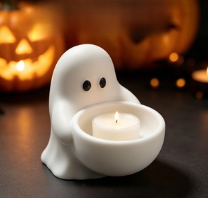 Vassoio portaoggetti fantasma stampato in 3D, decorazione da scrivania di Halloween, portacandele, diffusore di aromi, piccolo organizer - Product Image 3