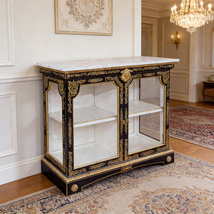 RIKKASI House <span class=keywords><strong>Mobili</strong></span> su Misura, Vetrina Classica Antica a 2 Ripiani in <span class=keywords><strong>Legno</strong></span> Massello <span class=keywords><strong>per</strong></span> Soggiorno - Product Image 1