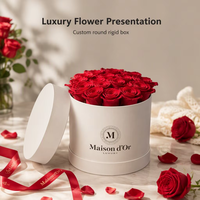 Boîte cadeau en gros avec couvercle en forme de chapeau, logo personnalisé, boîte ronde tendance pour l'emballage de fleurs