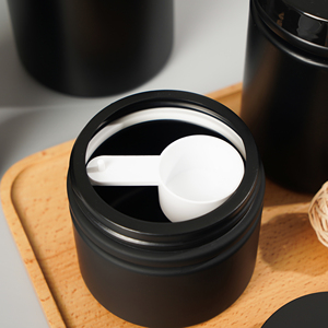RTCO Pot en plastique HDPE à large ouverture, noir uni, 20OZ 25OZ 34OZ, avec cuillère pour l'emballage de poudre de protéines - Product Image 2