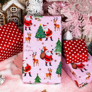 Pink Christmas <b>Wrapping</b> <b>Paper</b> Santa Reindeer Tree Design 46.8 Square Feet Roll Gift Craft Recyclable - Product Image 4