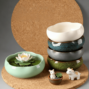 Macetas Hidropónicas para Lirios de Agua, Pennywort, Narcisos, Pothos Creativos, Cuencos Grandes de Cerámica No Porosa, Ecológicos con Drenaje - Product Image 1