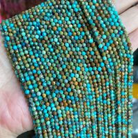 Dernière conception de pierres rondes à facettes en vrac naturel 2mm 3mm perles de turquoise perles de cristal pour la fabrication de bijoux de collier