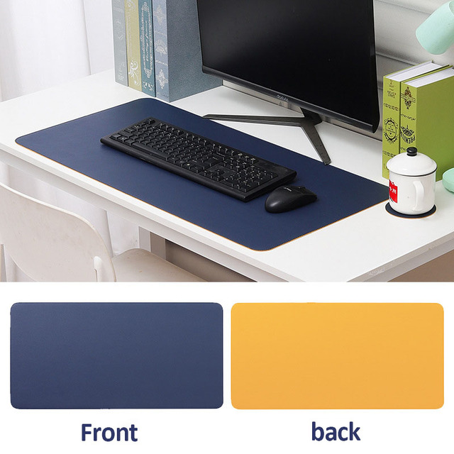Anti Slip Vegan Leather PU PVC Double Sided Colors Leather Desk Pad Table Mat Large Size Edge-Stitched