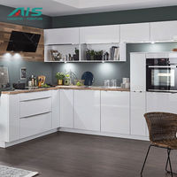 Meubles de cuisine complets AIS, comptoir et îlot personnalisés, armoires de cuisine modulaires en MDF avec comptoir en marbre et armoire