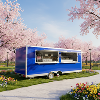 Haute Qualité Bleu Carré Remorque En Option Climatiseur Cuisinière À Gaz Friteuse pour Snack Food Crème Glacée Fast Food Fibre De Verre Aluminium