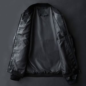Giacca da Uomo con Colletto Rialzato in Pelle, Giacca da Motociclista, Cappotto in Pelle Bomber, Moda Trendy, <span class=keywords><strong>Abbigliamento</strong></span> Invernale in Pelle Personalizzato - Product Image 5