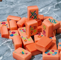 Jeu de Mahjong américain en acrylique corail, 160 tuiles avec motifs floraux et Joker vibrants, conception à quatre couches pour la maison ou les voyages