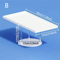 Support de présentation de gâteaux rectangulaire en acrylique blanc pour table de dessert, cupcakes et pâtisseries