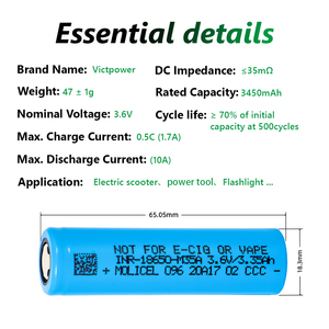 แบตเตอรี่ลิเธียมแบบชาร์จได้ Molicel INR18650 M35A 10A 4.2V 3500mAh ขายส่ง พร้อมรอบการใช้งาน 800 ครั้ง สำหรับจักรยานไฟฟ้าและพลังงานไฟฟ้า - Product Image 4
