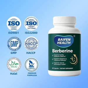 Cápsulas de Berberina HCL 1200mg de Ceilán, Certificadas por GMP, OEM, Equilibrio Metabólico, Bienestar Digestivo Intestinal, Antioxidante, Apoyo Inmunológico para Adultos - Product Image 1