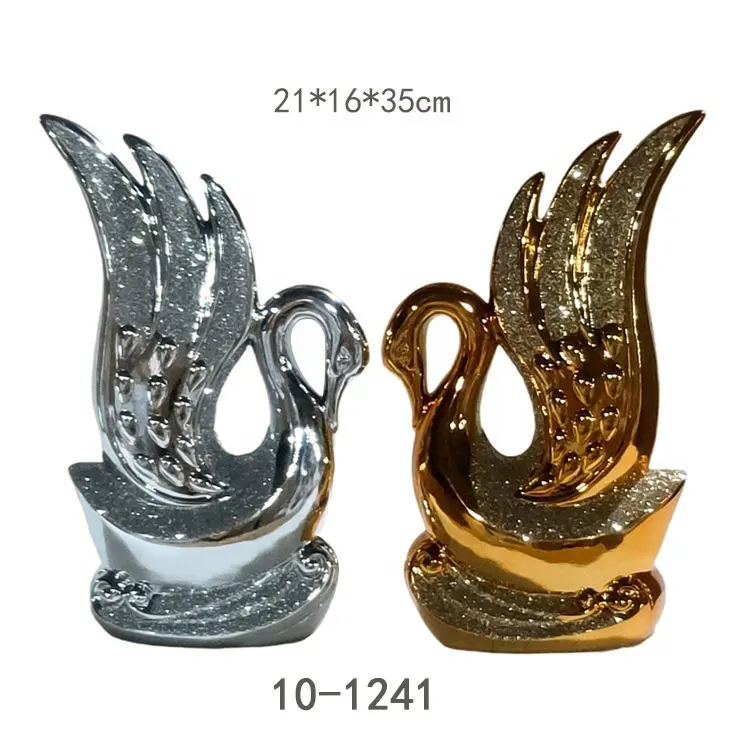 高品質クリエイティブデザインエレガントなゴールドとシルバーの白鳥フィギュアカップル形インテリア高級家の装飾