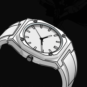 Montre à quartz pour hommes d'affaires, mode décontractée, ensemble de montres à croquis avec profil 2D en noir et blanc - Product Image 2