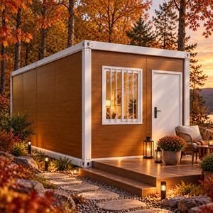 Maison préfabriquée modulaire en conteneur, style moderne, imitation bois, pour jardin extérieur, avec terrasse, fenêtre et porte - Product Image 6