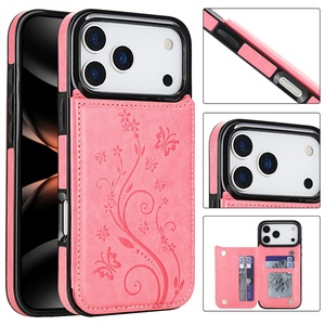 เคสหนัง PU ลายดอกนูน สำหรับ iPhone 17 Air 15 16 Pro Max พร้อมกระเป๋าสตางค์สำหรับผู้หญิง - Product Image 4