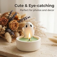 Porte-bougie en céramique fantôme mignon avec bougie parfumée, décoration d'Halloween de style nordique, cadeau d'anniversaire pour femmes, ornement pour la maison