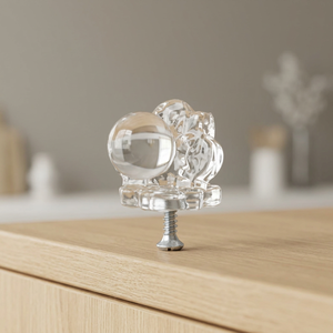 Pomo de Puerta Redondo de Cristal Transparente Moderno, Accesorio de Ferretería con Tornillo para Decoración de Puertas de Entrada de Madera, Shri Govind International - Product Image 3