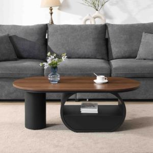 Mesa de centro, mesa de centro de 47,24 pulgadas con cajón de almacenamiento, mesa central de metal negro para sala de estar - Product Image 4