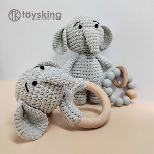 TK nouveau-né Crochet bébé hochet ensemble coton mignon Animal en bois hochet gland tresse bébé sucette Clip bébé anneau de dentition en bois - Product Image 6