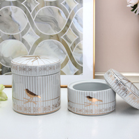 JW014 pot d'or oiseau en céramique boîte à bijoux de luxe décor à la maison boîte à noix en porcelaine ensemble de trois étuis