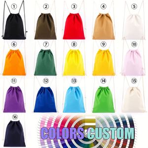Wholesale Luxury Custom Logo Plain Cotton <b>Drawstring</b> <b>Backpack</b> Eco Friendly Portable Large Capacity Carry Sport Gift Promotional - Product Image 4