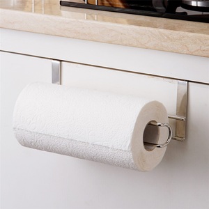 Soporte de papel higiénico moderno y ecológico de hierro, sin perforaciones, para almacenamiento de film transparente, de pie o colgante en armario - Product Image 2