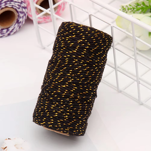 Chất Lượng Cao Bông Sợi Dây Thừng 2Mm * 100M Màu Đen Và Vàng Zongzi Dây Màu <span class=keywords><strong>Twine</strong></span> Baker <span class=keywords><strong>Twine</strong></span> 2 Màu Sắc Bông Sợi Dây Thừng Cho Hàng Thủ Công Tự Làm Thực Phẩm - Product Image 2