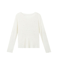 Pull en maille pour femme OEM, orné de strass éclatants, en mélange de triacétate et de cachemire, idéal comme sous-vêtement.