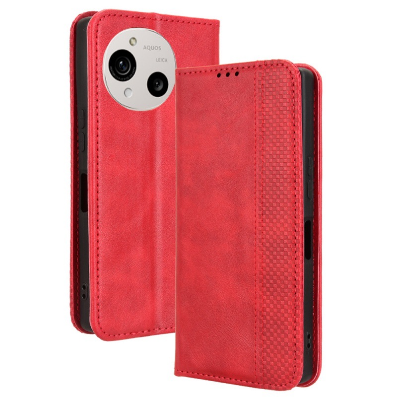 Per Sharp Aquos R8 Pro Custodia In Pelle Con Texture A Diamante