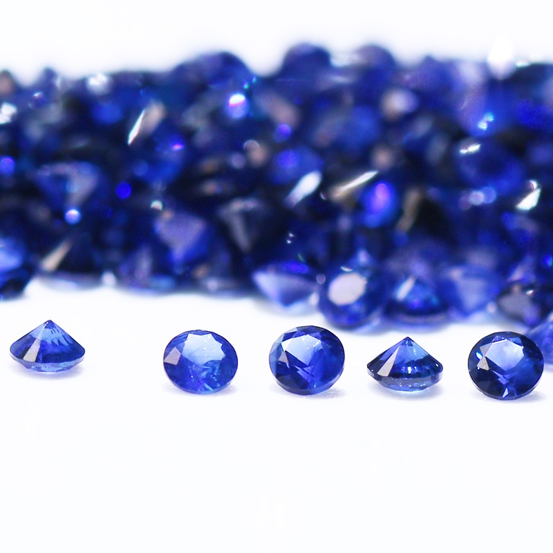 wholesale natural loose gemstone unheated round cut blue sapphire