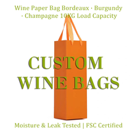 Ensemble d'emballage de luxe pour bouteille de vin individuelle, sac en papier artistique personnalisé, boîte, carte et pochette en satin, marque de luxe FSC